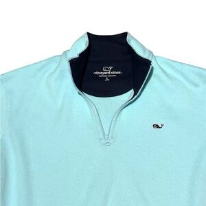 Vineyard Vines GIRL’S Aqua Whale Logo 1/4 Zip Pullover L (16-18)